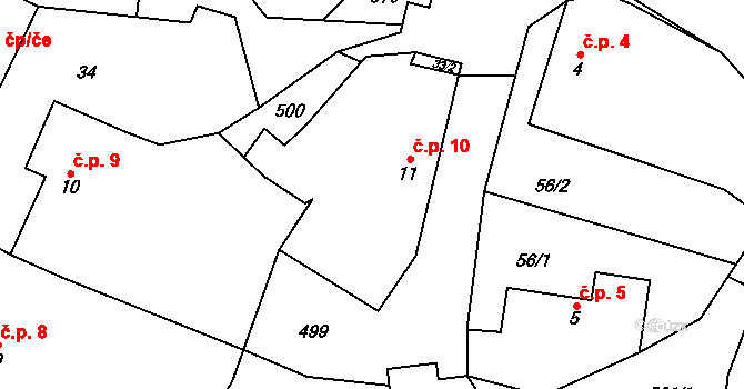 Újezdec 10, Petrovice I na parcele st. 11 v KÚ Újezdec, Katastrální mapa