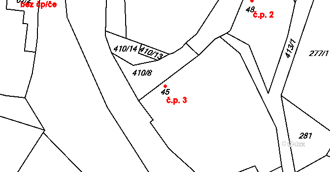 Talmberk 3, Samopše na parcele st. 45 v KÚ Talmberk, Katastrální mapa