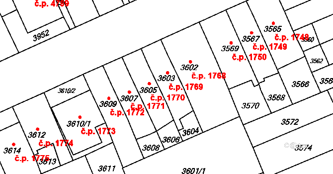 Jihlava 1769 na parcele st. 3603 v KÚ Jihlava, Katastrální mapa