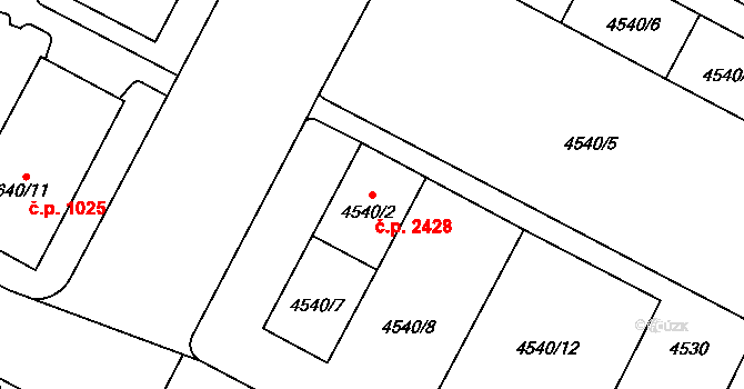 Jihlava 2428 na parcele st. 4540/2 v KÚ Jihlava, Katastrální mapa
