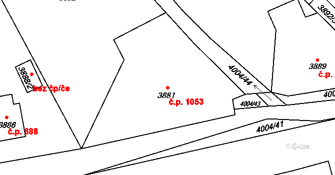 Bystřice 1053 na parcele st. 3881 v KÚ Bystřice nad Olší, Katastrální mapa