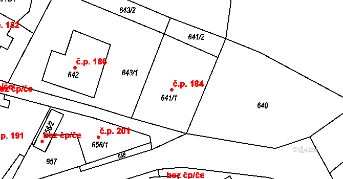 Janovice 184, Rýmařov na parcele st. 641/1 v KÚ Janušov, Katastrální mapa