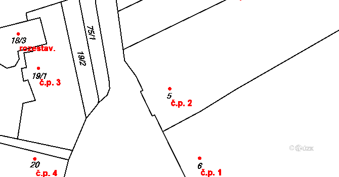 Žhery 2, Klučov na parcele st. 5 v KÚ Žhery, Katastrální mapa