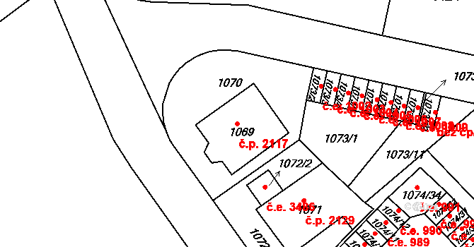 Ústí nad Labem-centrum 2117, Ústí nad Labem na parcele st. 1069 v KÚ Ústí nad Labem, Katastrální mapa