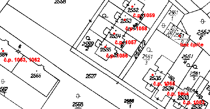 Poděbrady III 1056, Poděbrady na parcele st. 2555 v KÚ Poděbrady, Katastrální mapa