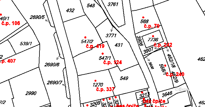 Chrudim II 124, Chrudim na parcele st. 547/1 v KÚ Chrudim, Katastrální mapa