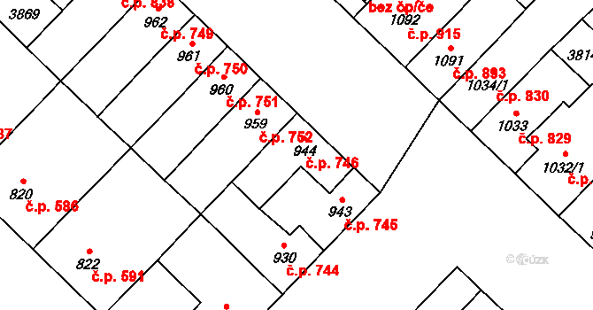 Břeclav 746 na parcele st. 944 v KÚ Břeclav, Katastrální mapa