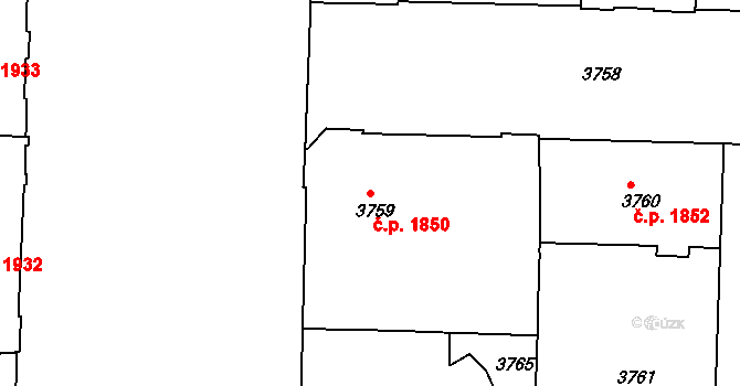 Černá Pole 1850, Brno na parcele st. 3759 v KÚ Černá Pole, Katastrální mapa