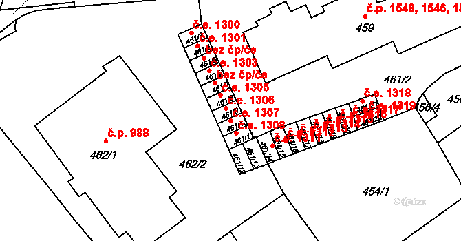 Pelhřimov 1307 na parcele st. 461/10 v KÚ Pelhřimov, Katastrální mapa