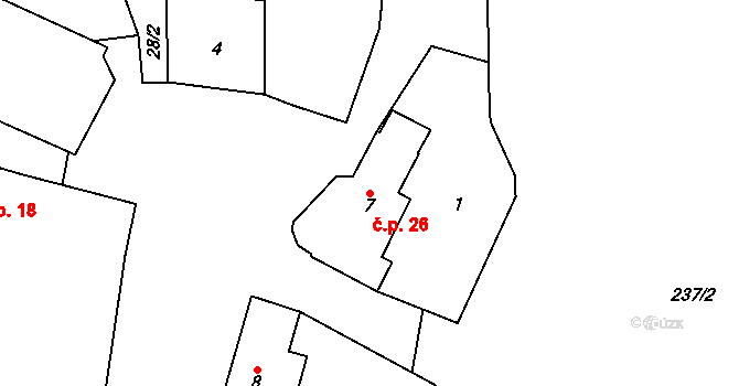 Ohučov 26, Staňkov na parcele st. 7 v KÚ Ohučov, Katastrální mapa