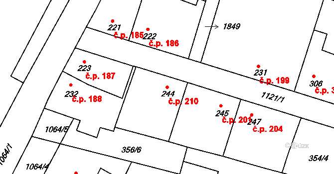 Staňkov II 210, Staňkov na parcele st. 244 v KÚ Staňkov-ves, Katastrální mapa