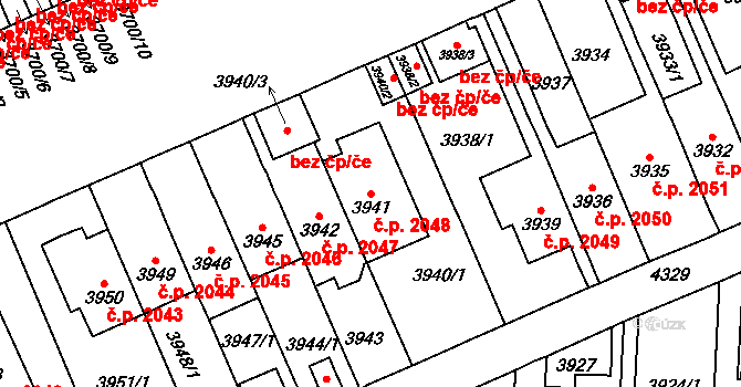 Vinohrady 2048, Praha na parcele st. 3941 v KÚ Vinohrady, Katastrální mapa