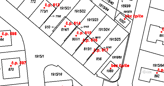 Lomnice nad Lužnicí 616 na parcele st. 807/2 v KÚ Lomnice nad Lužnicí, Katastrální mapa