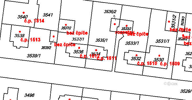 České Budějovice 7 1511, České Budějovice na parcele st. 3534 v KÚ České Budějovice 7, Katastrální mapa