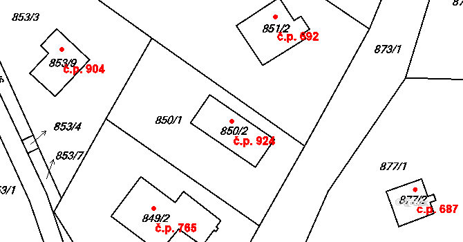 Liberec XIV-Ruprechtice 924, Liberec na parcele st. 850/2 v KÚ Ruprechtice, Katastrální mapa