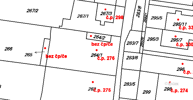 Opatovice 276 na parcele st. 264/1 v KÚ Opatovice u Rajhradu, Katastrální mapa