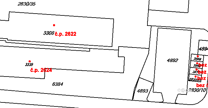 Rožnov pod Radhoštěm 2624 na parcele st. 3339 v KÚ Rožnov pod Radhoštěm, Katastrální mapa