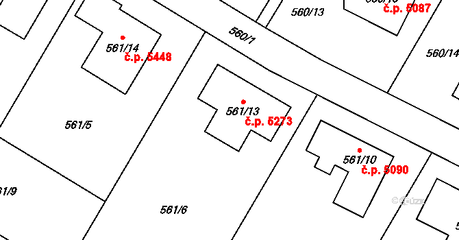 Jihlava 5273 na parcele st. 561/13 v KÚ Jihlava, Katastrální mapa