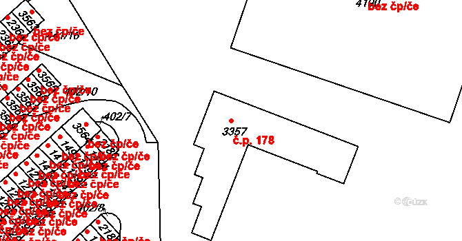 Strakonice I 178, Strakonice na parcele st. 3357 v KÚ Strakonice, Katastrální mapa