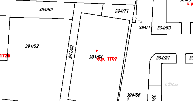 Řepy 1707, Praha na parcele st. 391/54 v KÚ Řepy, Katastrální mapa
