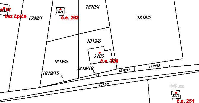 Napajedla 324 na parcele st. 3100 v KÚ Napajedla, Katastrální mapa