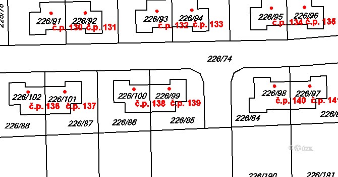 Hájek u Uhříněvsi 139, Praha na parcele st. 226/99 v KÚ Hájek u Uhříněvsi, Katastrální mapa