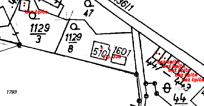 Jeřmanice 334 na parcele st. 510 v KÚ Jeřmanice, Katastrální mapa