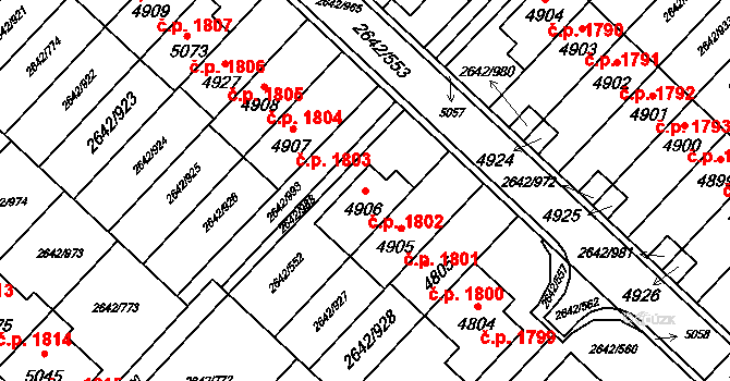 Kuřim 1802 na parcele st. 4906 v KÚ Kuřim, Katastrální mapa