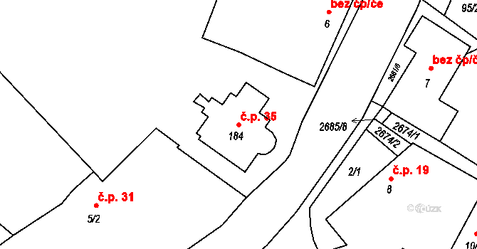 Černičí 35, Čechtice na parcele st. 184 v KÚ Černičí, Katastrální mapa