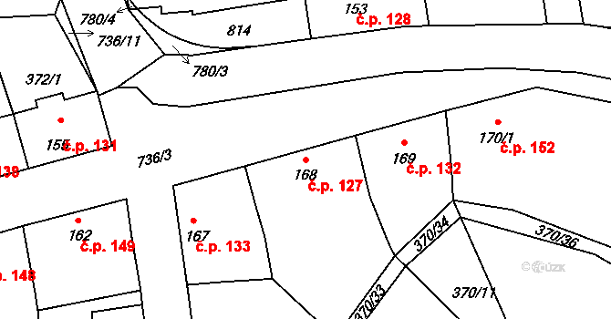 Sedlec 127, Sedlec-Prčice na parcele st. 168 v KÚ Sedlec u Votic, Katastrální mapa