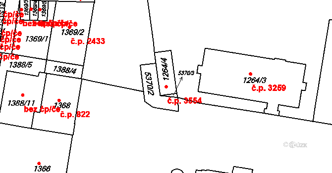 Znojmo 3554 na parcele st. 1264/4 v KÚ Znojmo-město, Katastrální mapa