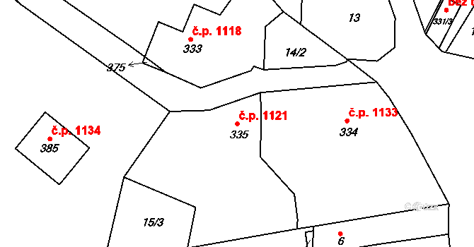 Bratrušín 1121, Bystřice nad Pernštejnem na parcele st. 335 v KÚ Bratrušín, Katastrální mapa