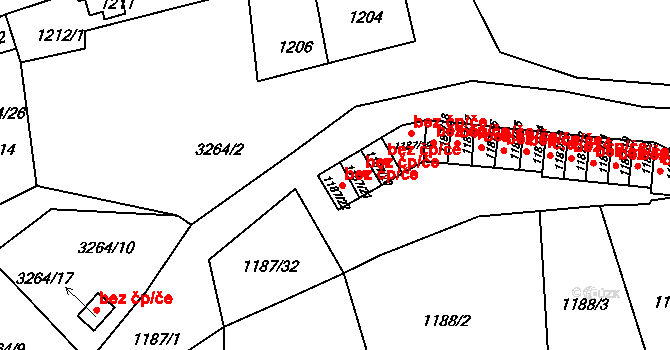 Tachov 38309653 na parcele st. 1187/21 v KÚ Tachov, Katastrální mapa
