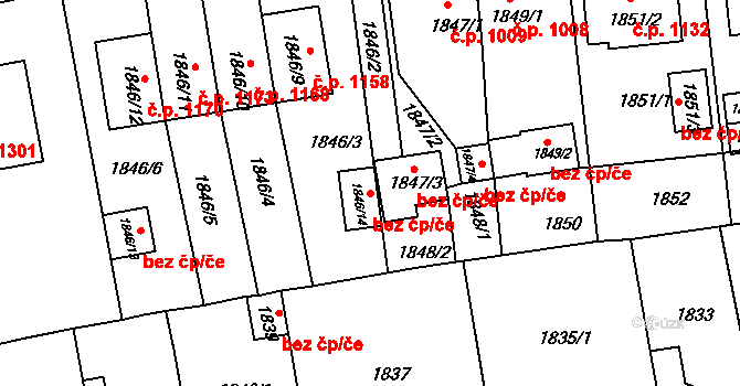 Třešť 38674653 na parcele st. 1846/14 v KÚ Třešť, Katastrální mapa