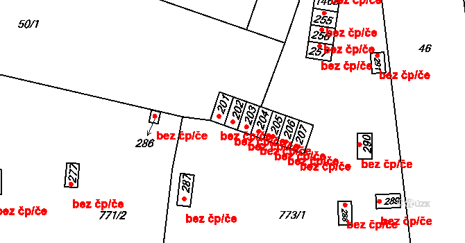 Vysoká nad Labem 40316653 na parcele st. 202 v KÚ Vysoká nad Labem, Katastrální mapa