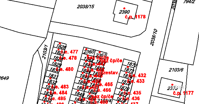 Pacov 43001653 na parcele st. 2361 v KÚ Pacov, Katastrální mapa