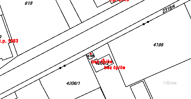Teplice 45142653 na parcele st. 4199 v KÚ Teplice, Katastrální mapa