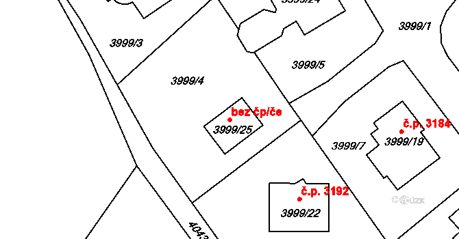 Česká Lípa 48892653 na parcele st. 3999/25 v KÚ Česká Lípa, Katastrální mapa