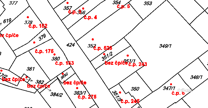 Litoměřice 48973653 na parcele st. 351/2 v KÚ Litoměřice, Katastrální mapa