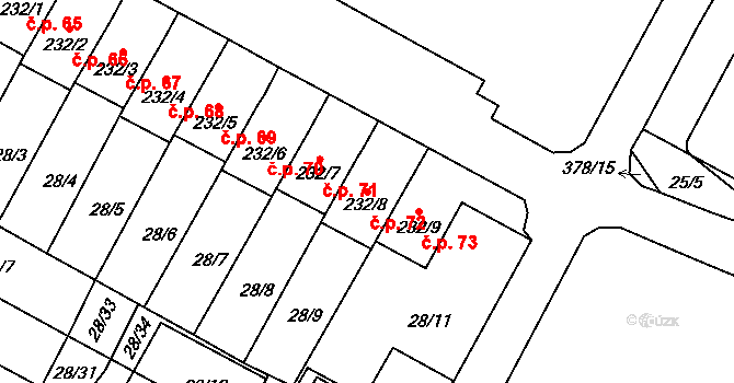 Čepirohy 72, Most na parcele st. 232/8 v KÚ Čepirohy, Katastrální mapa