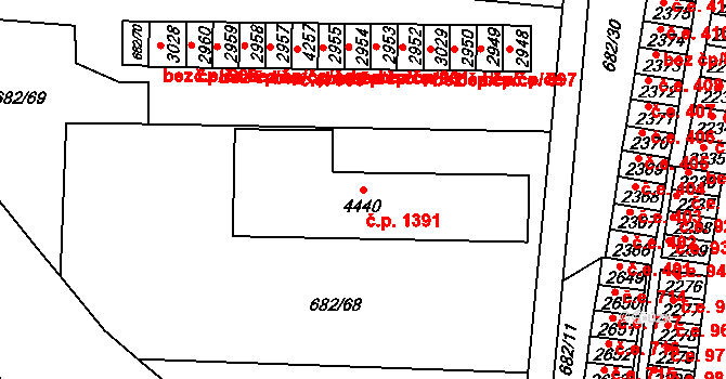 Kyjov 1391 na parcele st. 4440 v KÚ Kyjov, Katastrální mapa