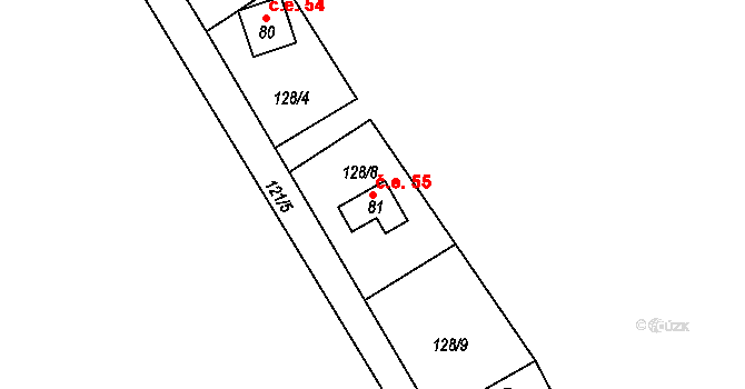 Míčov 55, Míčov-Sušice na parcele st. 81 v KÚ Míčov, Katastrální mapa