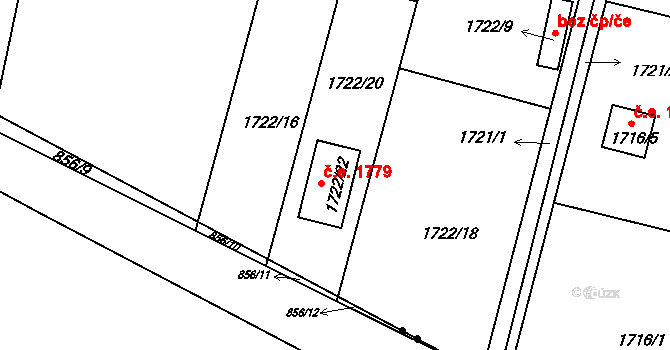 Černice 1779, Plzeň na parcele st. 1722/22 v KÚ Černice, Katastrální mapa