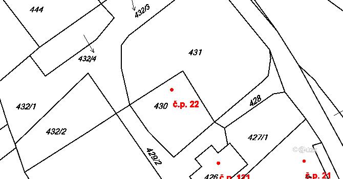Stachovice 22, Fulnek na parcele st. 430 v KÚ Stachovice, Katastrální mapa