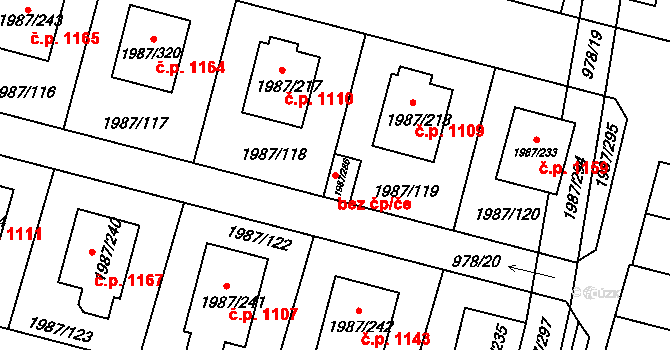 Nýřany 83745653 na parcele st. 1987/286 v KÚ Nýřany, Katastrální mapa