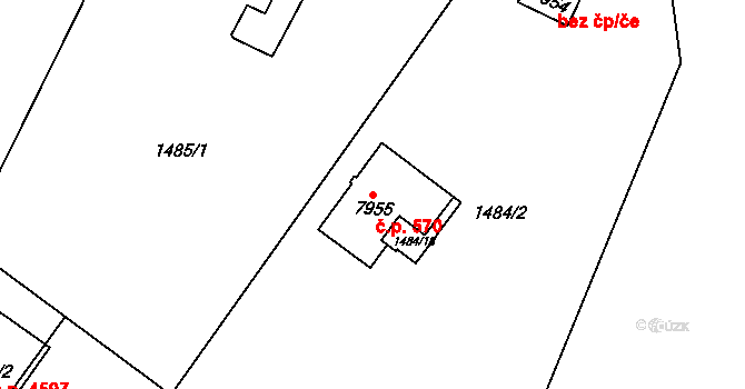 Kroměříž 570 na parcele st. 7955 v KÚ Kroměříž, Katastrální mapa