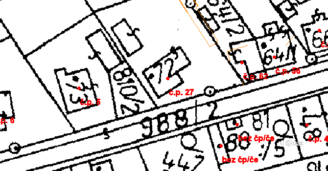 Kozohlody 27, Vlkaneč na parcele st. 72 v KÚ Kozohlody, Katastrální mapa