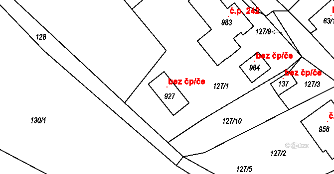 Cheb 118282654 na parcele st. 927 v KÚ Podhrad, Katastrální mapa