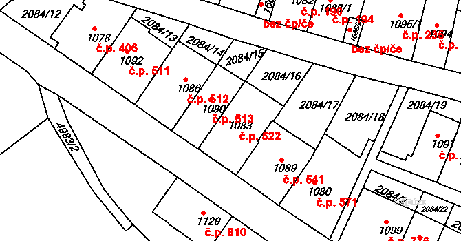 Jáchymov 522 na parcele st. 1083 v KÚ Jáchymov, Katastrální mapa