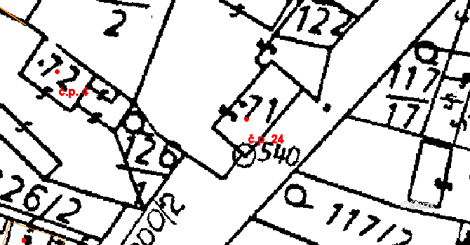 Vanovice 24, Všejany na parcele st. 71 v KÚ Všejany, Katastrální mapa
